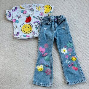 Zara x Smiley World top and republic of denim graphic jeans outfit